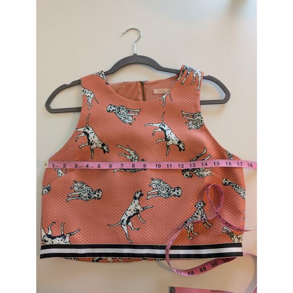Anthropologie Hutch Top Dalmatian Crop Dog Novelty Stripe Pink Preppy Size 6 - Picture 12 of 13